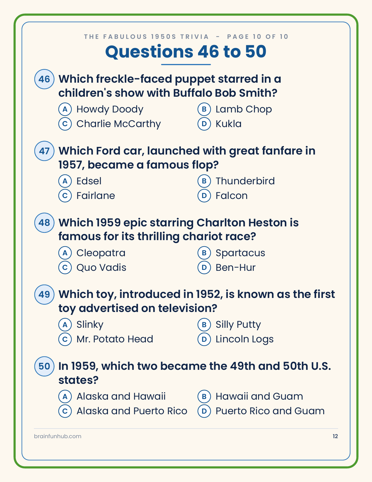 The Fabulous 1950s Trivia: 50 Nostalgia Trivia Questions thumbnail 8