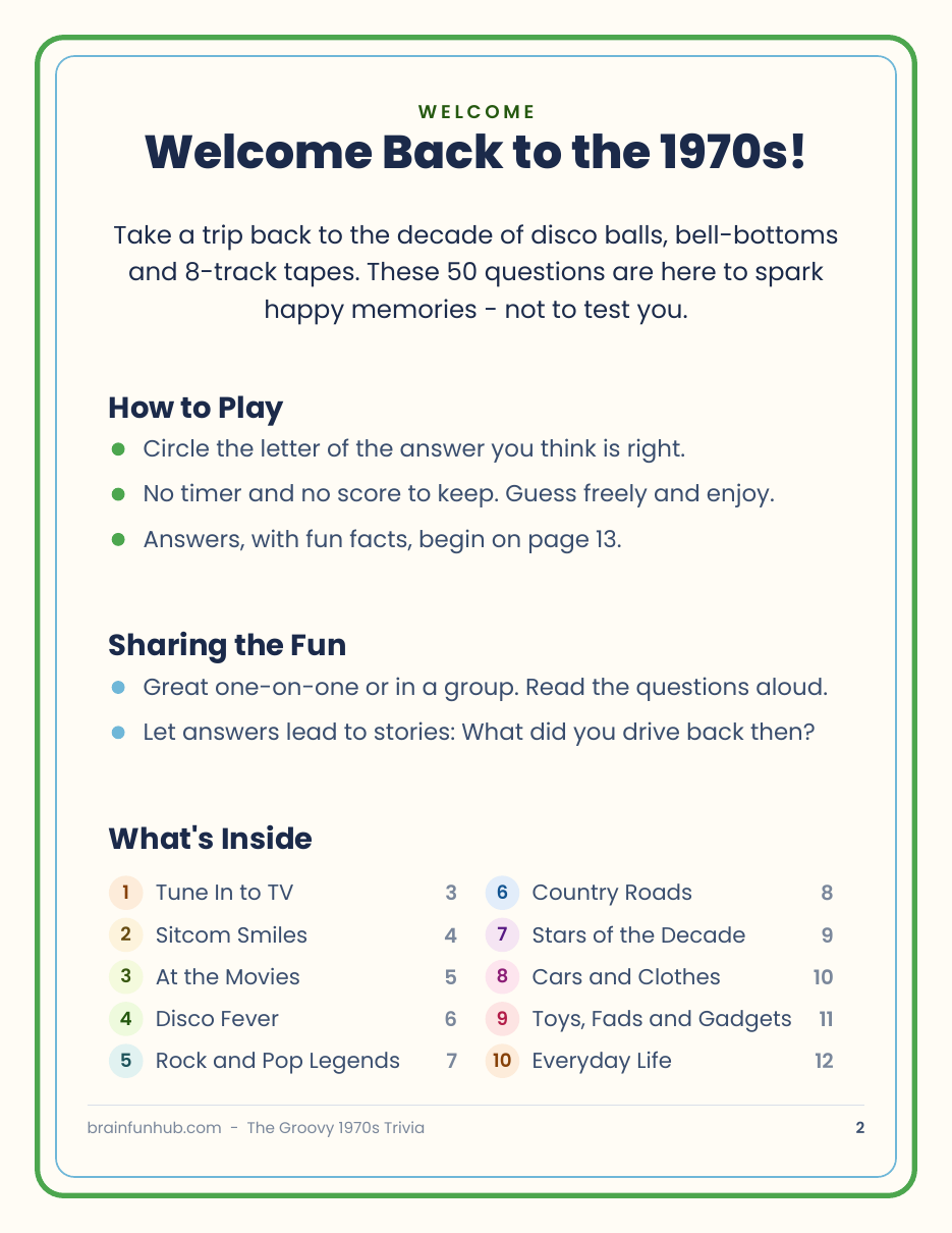 The Groovy 1970s Trivia: 50 Nostalgia Trivia Questions thumbnail 2