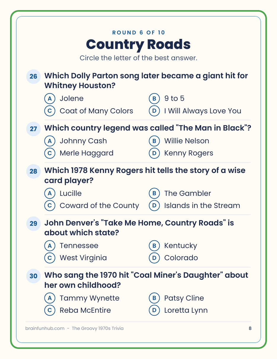 The Groovy 1970s Trivia: 50 Nostalgia Trivia Questions thumbnail 6