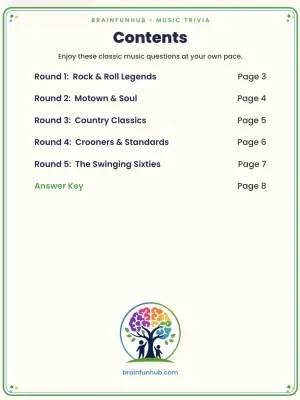 Classic Music Trivia: 50 Large Print Questions on Golden Oldies (With Answer Key) thumbnail 2