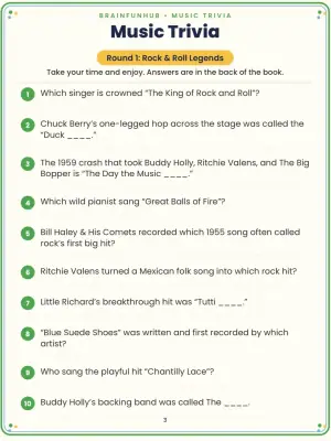 Classic Music Trivia: 50 Large Print Questions on Golden Oldies (With Answer Key) thumbnail 3