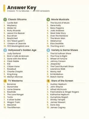 Classic TV and Movies Trivia: 100 Large Print Questions in 10 Fun Rounds thumbnail 5