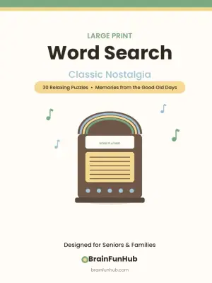 Large Print Word Search: Classic Nostalgia (30 Puzzles with Answer Keys) thumbnail 1