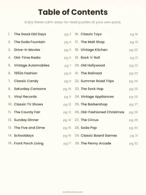 Large Print Word Search: Classic Nostalgia (30 Puzzles with Answer Keys) thumbnail 2
