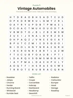 Large Print Word Search: Classic Nostalgia (30 Puzzles with Answer Keys) thumbnail 4