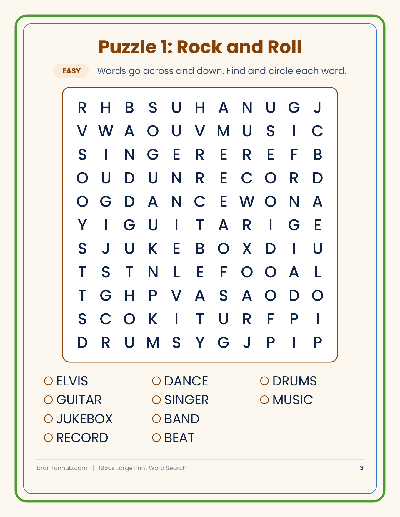 1950s Word Search: 50 Large Print Puzzles thumbnail 3