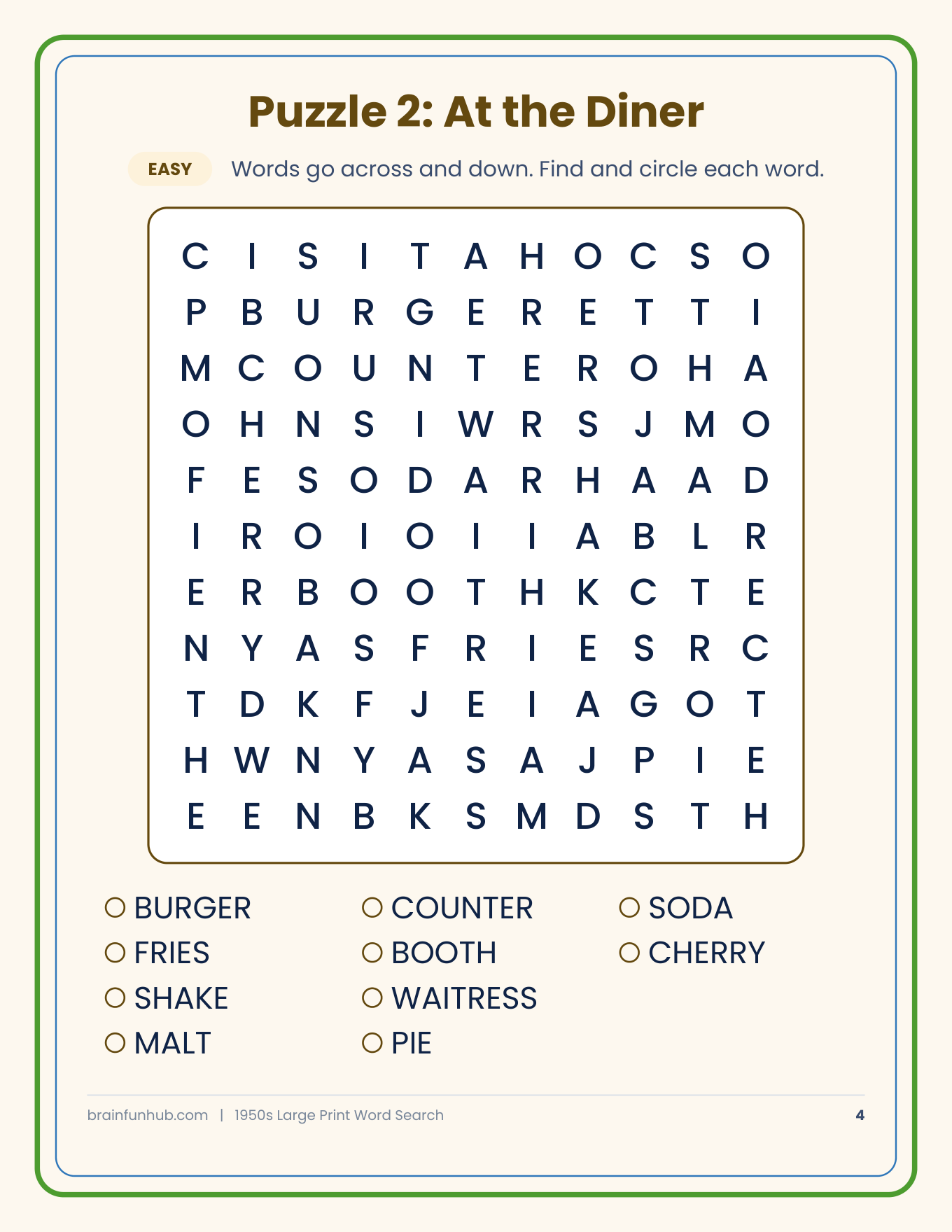 1950s Word Search: 50 Large Print Puzzles thumbnail 4