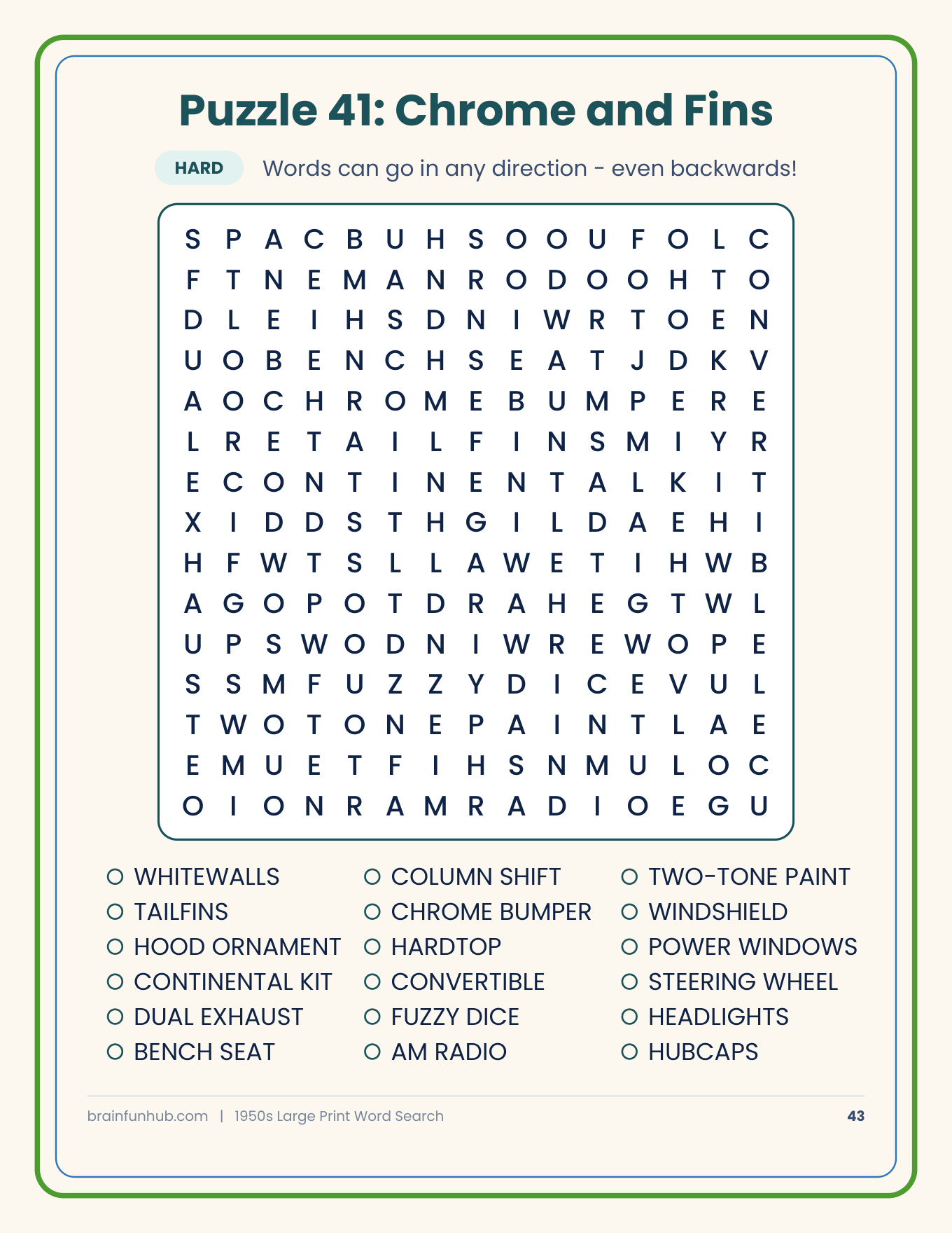 1950s Word Search: 50 Large Print Puzzles thumbnail 7