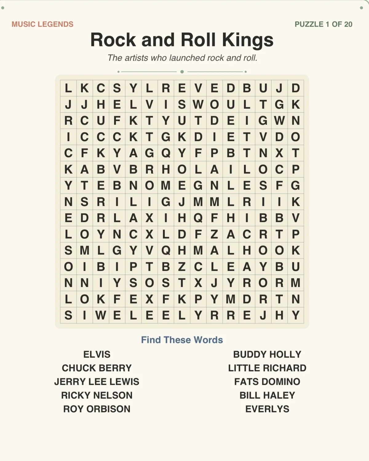 Large-Print Word Searches: 1950s-80s (20 Puzzles) preview 2